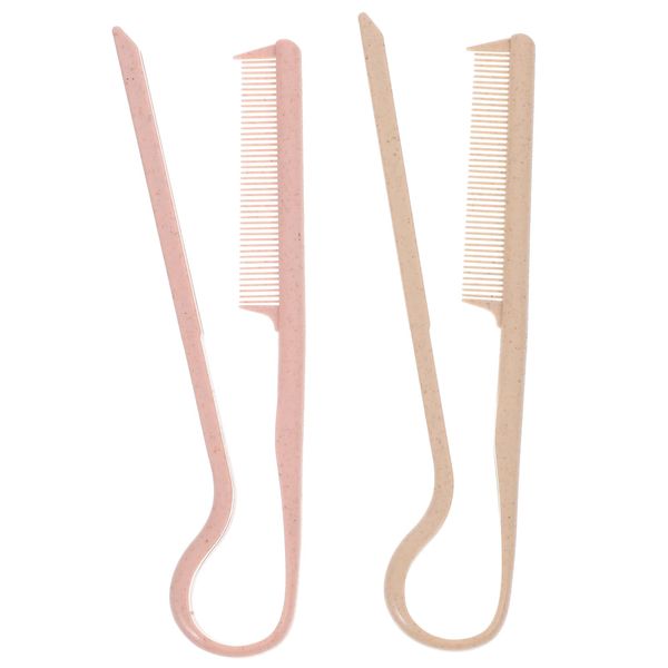 Healeved 2pcs Hair Straightening Comb V-shaped Knotty Hair Straightener Hair Straightener Brush DIY Hairdressing Hair Styling Tool for Home Hair Salon