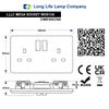13A Double Switch Plug Socket 2 Gang Wall Outlet x 5 Smooth Edges, WDS13A