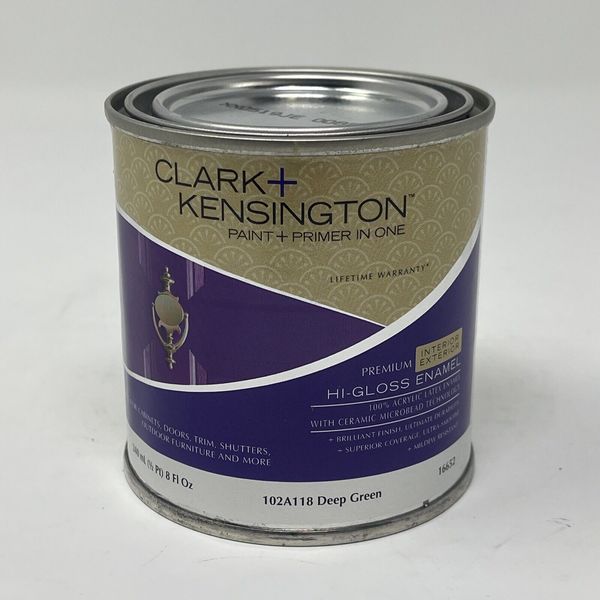 Clark + Kensington 102A118 Interior Exterior High Gloss Enamel Paint, Deep Green