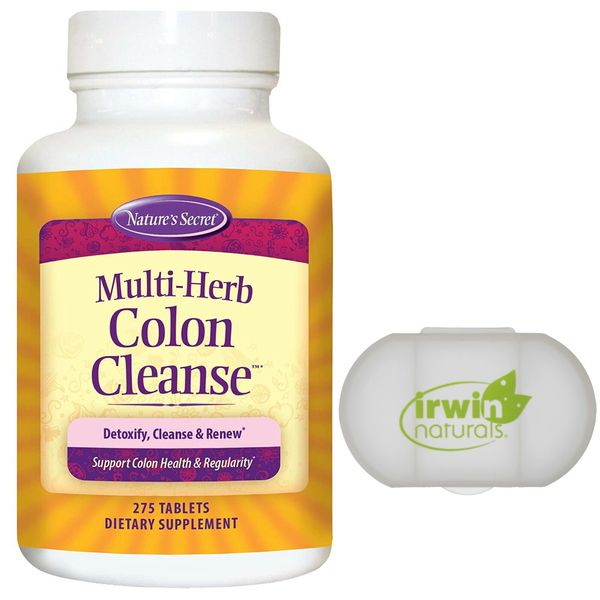 Nature's Secret Multi-Herb Colon Cleanse Detoxify, 275 Tablets, with a Pill Case