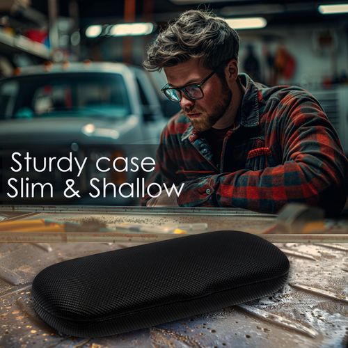 MyEyeglassCase Hard eye glass case | Slim glasses case hard shell with Microfiber Pouch and Cloth | Reading Hard Glasses case | Small & Protective (S5 Rough Black)