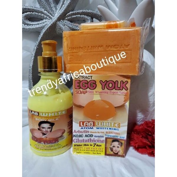 L- WHITE Egg Yolk EXTRACTS Whitenizer  Body Lotion & Soap. 100% Satisfaction 👌
