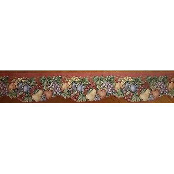 Fruits w/ Burgundy Background Wallpaper Border