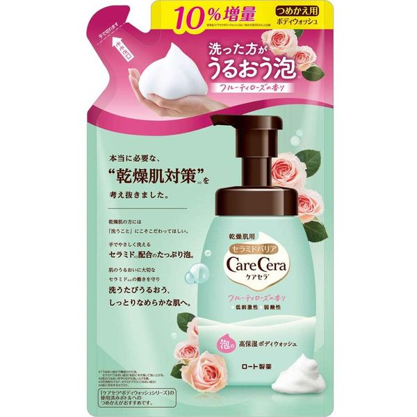 Rohto Pharmaceutical Carecera Foaming Moisturizing Body Wash Refill Fruity Rose Scent 385ml