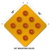 9-BUTTON YELLOW OBJECT MARKER SIGN, 18X18, OM1-1, RETRO REFLECTIVE BUTTONS
