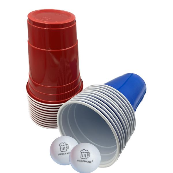 Bierchamp© Bierpong Becher- Bierpongbecher - 22 Stk. - Beerpongbecher - 4 Bälle - Bierpong Set - Bierpongbecher Set - Beerpong cups - Bierpong Becher 473ml - Becher aus Plastik