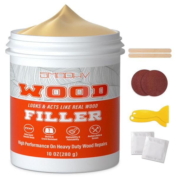 Wood Filler Wood Putty(10 Ounce Natual) Paintable Stainable Sandable. Wo