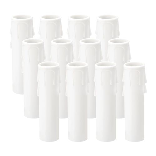 PATIKIL 3.5 Inch Tall Candle Covers Sleeves, 12Pcs Plastic E12 Chandelier Socket Sleeves Drip Candle Socket Covers Bulb Light Base Holder for Crystal Candle Lamps, White