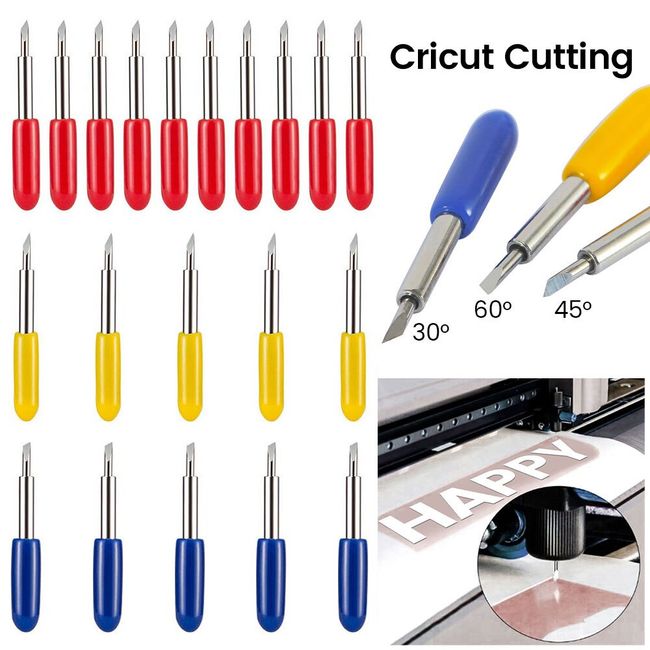 10Pcs Roland Plotter Cutter Knife Cemented Carbide Blade for Vinyl Cricut  Cutting 30/45/60 Degree Milling Cutter Carving Tools