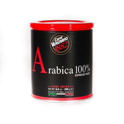 Caffe Vergnano 100% Arabica Espresso Roast Ground Coffee | Resealable Can | Fine Grind | 8.8 oz (250 g) | Imported from Italy