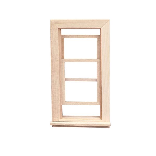 Toyvian 1: 12 Scale Wooden Window Dollouse Mini Window Frame Miniature Wooden Furniture for Doll House Decoration Dollouse Accessories