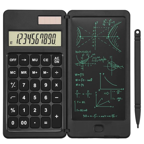 EooCoo Scientific Calculator with Notepad,10-Digit Large Display Office Desk Calcultors,Support Solar and Battery,Professional Foldable Calculator for Students, School and College