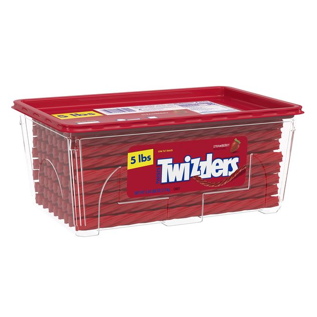 TWIZZLERS Twists Strawberry Flavored Chewy Candy, Valentine's Day, 80 oz Container