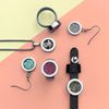 Quiges Interchangeable Mini Coin 12mm Black Round Cubic Zirconia