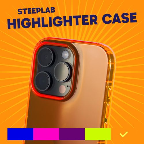 SteepLab Neon Highlighter Case for iPhone 16 Pro - Vibrant Eye-Catching Colors and All-Day Protection (Intense Bright Orange)