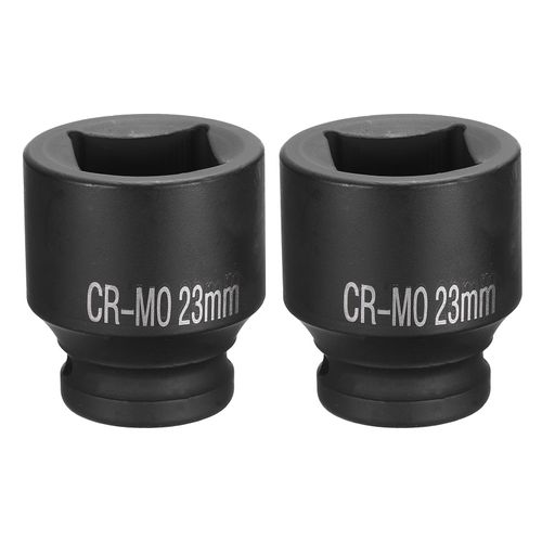 HARFINGTON 2pcs 4 Point Square Socket 1/2" Drive 23mm Metric Square Impact Socket CR-MO Blackening Standard Wheel Sockets Pneumatic Socket Tool for Auto Repair Mechanical Maintenance Home Use