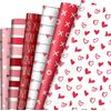 12 Sheets Valentine's Day Wrapping Paper - Heart & Stripe Folded Gift Wrap