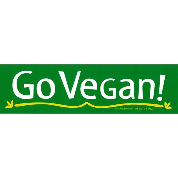 "Go Vegan" – Bumper Sticker/Decal (9.75" X 2.75")