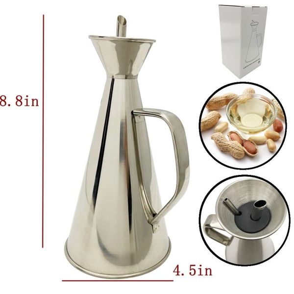 Household Stainless Steel 500ml Oil Can Kitchen Peanut Oil Dispenser