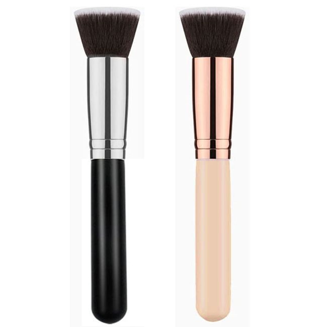 LuLiyLdJ 2er-Pack Foundation Brush Flachpinsel zum Polieren, Verblenden und Verblenden von Gesichts-Make-up