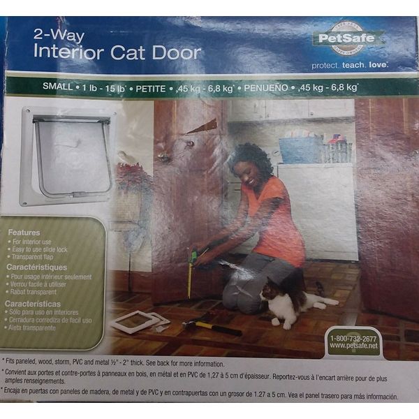 PetSafe Interior Cat Door: 2-Way Indoor Pet Door Flap Small 1-15LBS White GL16