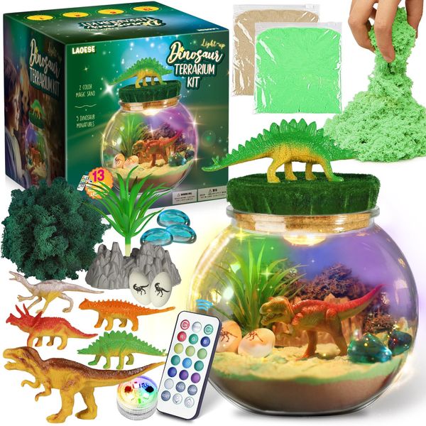 Dinosaur Gifts for Boys - Dinosaur Terrarium Kit for Kids - Birthday Gift for Boys Ages 4 5 6 7 8-12 Year Old - DIY Dinosaur Toys for Boys - Arts and Crafts Kit for Kids-Christmas Gifts for Boys