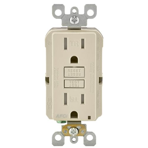 Leviton R06-AFTR1-0KT 15 Amp Almond AFCI Receptacle