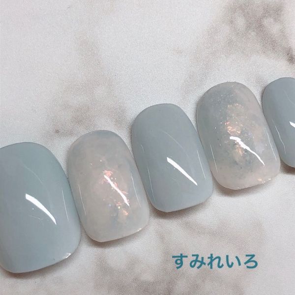 Nail tip false nails marine nails cute short long bridal summer nails nail present short nails small nails large nails berry short chibi nails adult nails false nails white nails white<br> [1678] White pastel blue marble neat b/ap