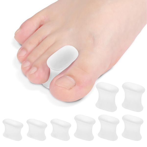 16pcs Gel Toe Separators, Soft Silicone Toe Straighteners Comfortable Toe Spacers Corrector Toe Spacers for Men Women Overlapping, Crooked, Valgus Toes (White)