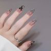 Set of 24 Nail Tip Black Unique Design Trapezoid Style Scandinavian Nail