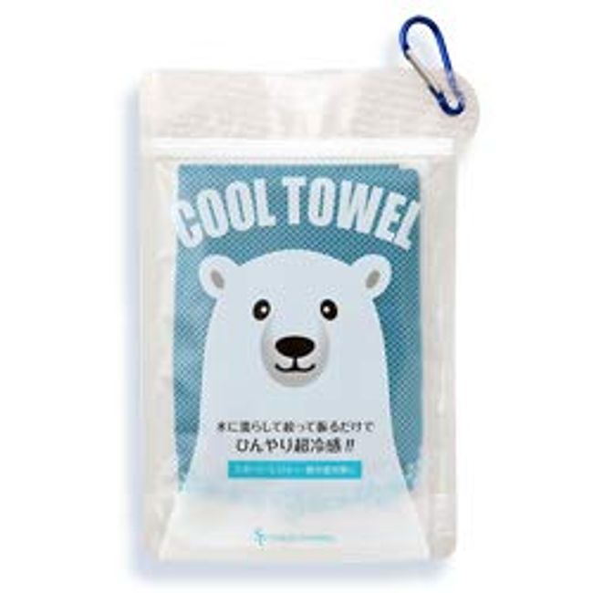 [Saikyo Pharma] Cool Towel, Polar Bear Blue, 35.4 x 11.8 inches (90 x 30 cm), Set of 1 x 2