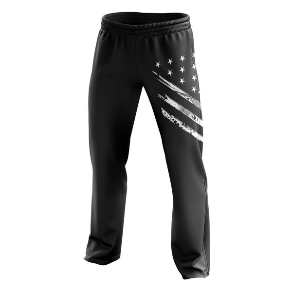 Tactical Pro Supply American Flag Sweatpants - Joggers for Men Women Fitness Workout - White Crest Black (Small)