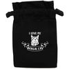 Flox Creative Black Organic Medium Drawstring Pouch I Love My Bengal Cat