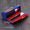 Royal Blue Lipstick Case with Brocade Design