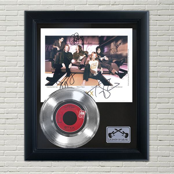 Styx "Dont Let It End" Framed Silver Reproduction Signed Record Display