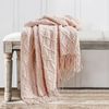 BOURINA Throw Blanket Textured Solid Soft Throws and Blankets for Sofa or Bed Knitted Decorative Blanket 127x178cm Pink