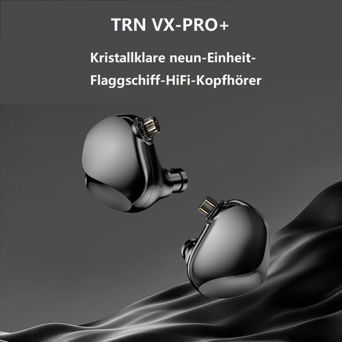 TRN VX Pro+ 1DD+8BA Flagship HiFi Earphones with Microphone, 2Pin-Detachable Cable & High-Resolution Audio (Type-C/Pearl Black)