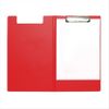 5 Star Fold-over Clipboard with Front Pocket Foolscap Red