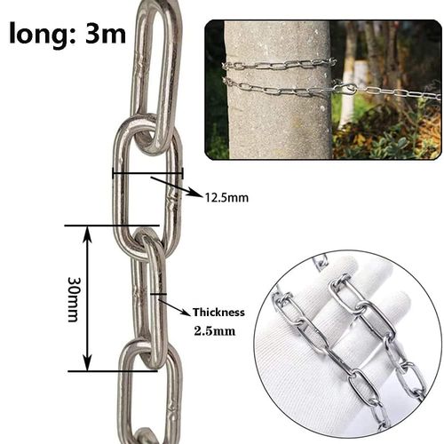 SUS304 Stainless Steel Chain Metal Chain Link Chain Small Light Duty Chain Utility Chain for Home Outdoor Camping Hanging Pet Chain Prevention Theft -Thickness 0.1 inches (2.5mm)- Length 9.8ft (3m)