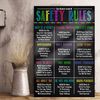 Internet Safety Rules PC Poster Computer Science Classroom Poster, Stem Technology Education Chart, Keyboard Coding Computer Lab Wall Art For Kids Class, Digital Keyboarding Posters for Communication