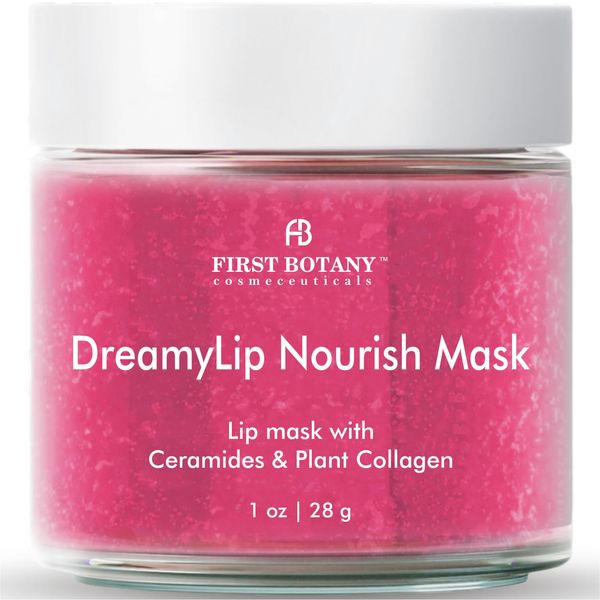 Lip Mask & Lip Balm - 2 in 1 Nourishing & Hydrating leave-on Overnight lip mask or lightweight non-sticky daytime lip care with Vitamin C, Antioxidants, Ceramides, Collagen 1 oz.