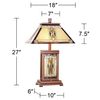 Robert Louis Tiffany Walnut Mission Collection Rustic Table Lamp with Nightlight 27" Tall Wood Base Tiffany Style Antique Stained Art Glass Shade for Living Room Bedroom House Bedside Nightstand