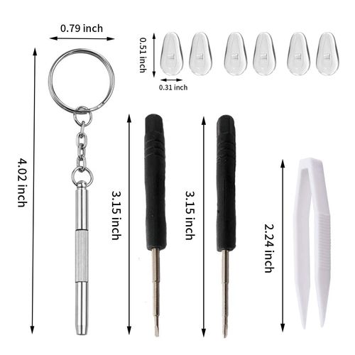 500 Pcs Eyeglass Sunglass Glasses Repair Tool Kit, Spectacle Repair Screwdriver Set - Mini Screwdriver, Screws Nuts, Silicone Nose Pads, Tweezer, Glasses Cloth Assortment Repair Tool Set