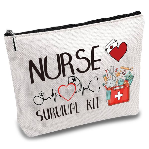 CREATCABIN Krankenschwester-Survival-Kit-Tasche,Segeltuch-Make-Up-Taschen,Krankenpflege-Kosmetiktasche,Mehrzweck-Stiftetui-Reißverschlussbeuteln,Kulturbeutel,Reisetasche,Geldbörse Für,Schule,25x18cm