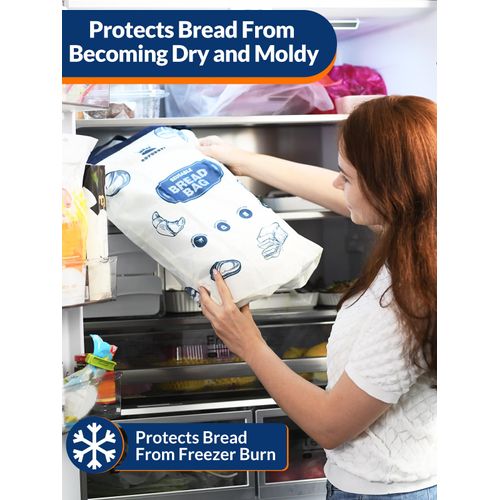 Royoroyi Bread Bags for Homemade Bread,2 Packs Reusable Bread Bag,Freezer Bread Storage Bag,Waterproof Zipper Bread Container to Keep Bread Fresh gift giving (beige， Jewel Blue)