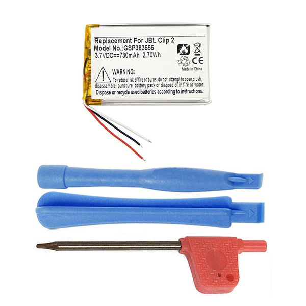 730mAh GSP383555 Battery Replacement for JBL Clip 2 Portable Bluetooth Speaker