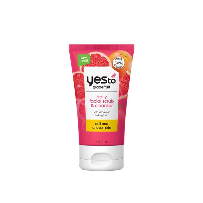 Yes To Grapefruit Daily Facial Scrub & Cleanser, Exfoliating & Restoring Cleanser That Enhances Skins Radiance, With Antioxidants, Lemon Balm Extract, & Vitamin C, Natural, Vegan & Cruelty Free, 4 Oz