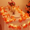 2 Pack 26-Ft Lighted Fall Maple Leaf Garland Timer Fall Autumn Door Wall Hanging