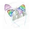 6 PCS Reversible Sequin Cat Ears Headband Hair Bands Hoops Cosplay Props Hair Accessories for Women Girls Children Multicolor