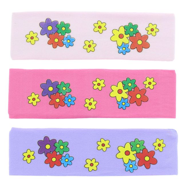 Zac's Alter Ego Set of 3 Assorted Pastel Colour Flower Print Elasticated Lycra Fabric Kylie Headbands